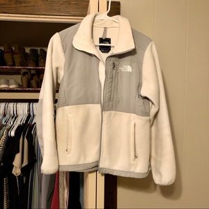 White and gray North face jacket size Small